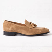 Men's Tan Suede Leather Tassel Loafers — Burton