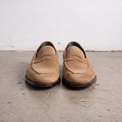 Men's Tan Apron-Toe Suede Penny Loafers — Loughton
