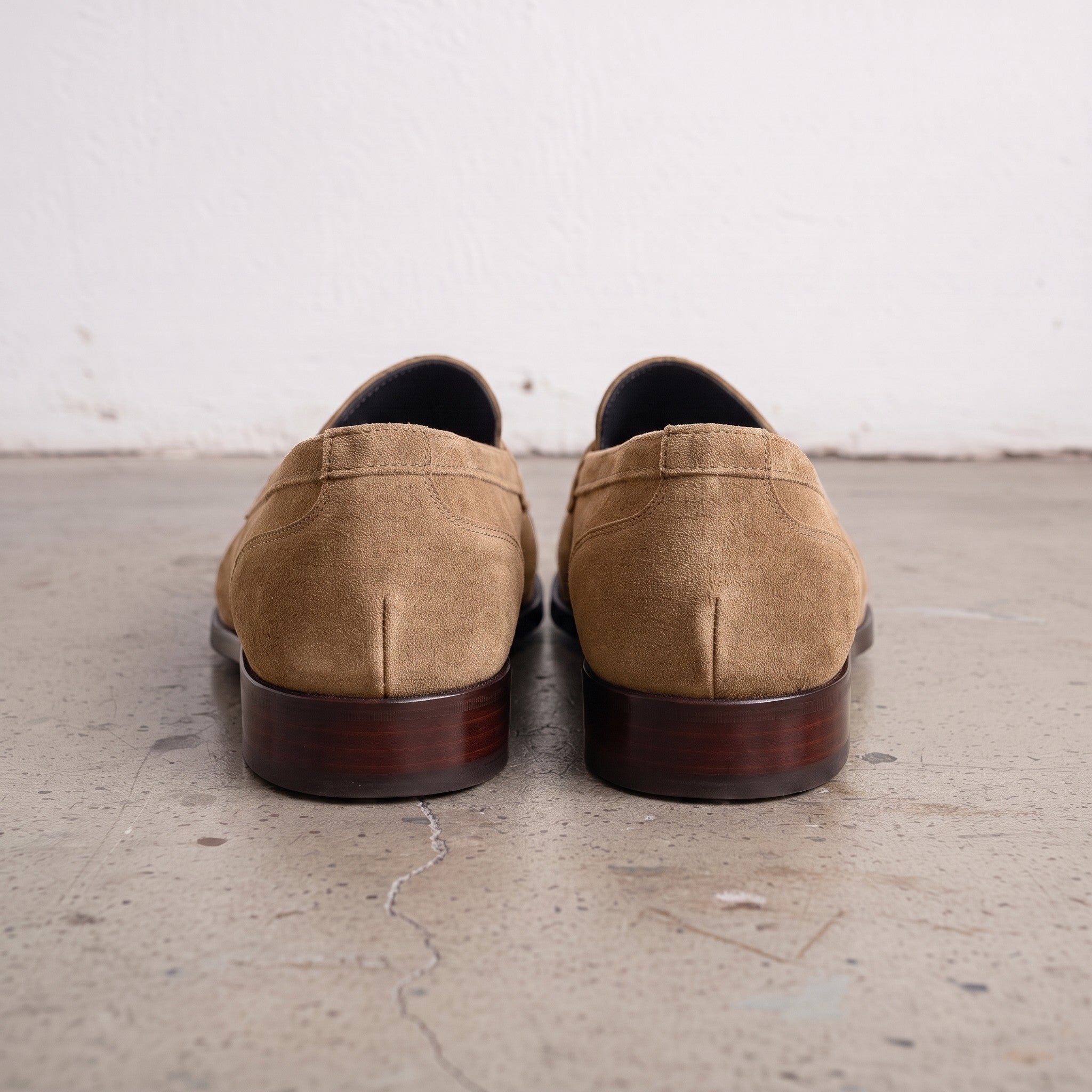 Men's Tan Apron-Toe Suede Penny Loafers — Loughton