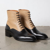 Men's Black and Tan Two-Tone Leather Balmoral Boots — Stockport
