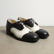 Men's Black and White Wingtip Leather Spectator Oxfords — Wedgwood