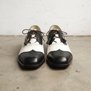 Men's Black and White Wingtip Leather Spectator Oxfords — Wedgwood
