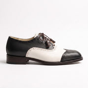 Men's Black and White Wingtip Leather Spectator Oxfords — Wedgwood