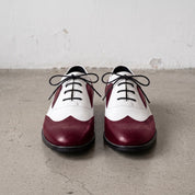 Men's Burgundy and White Wingtip Leather Spectator Oxfords — Calthorpe