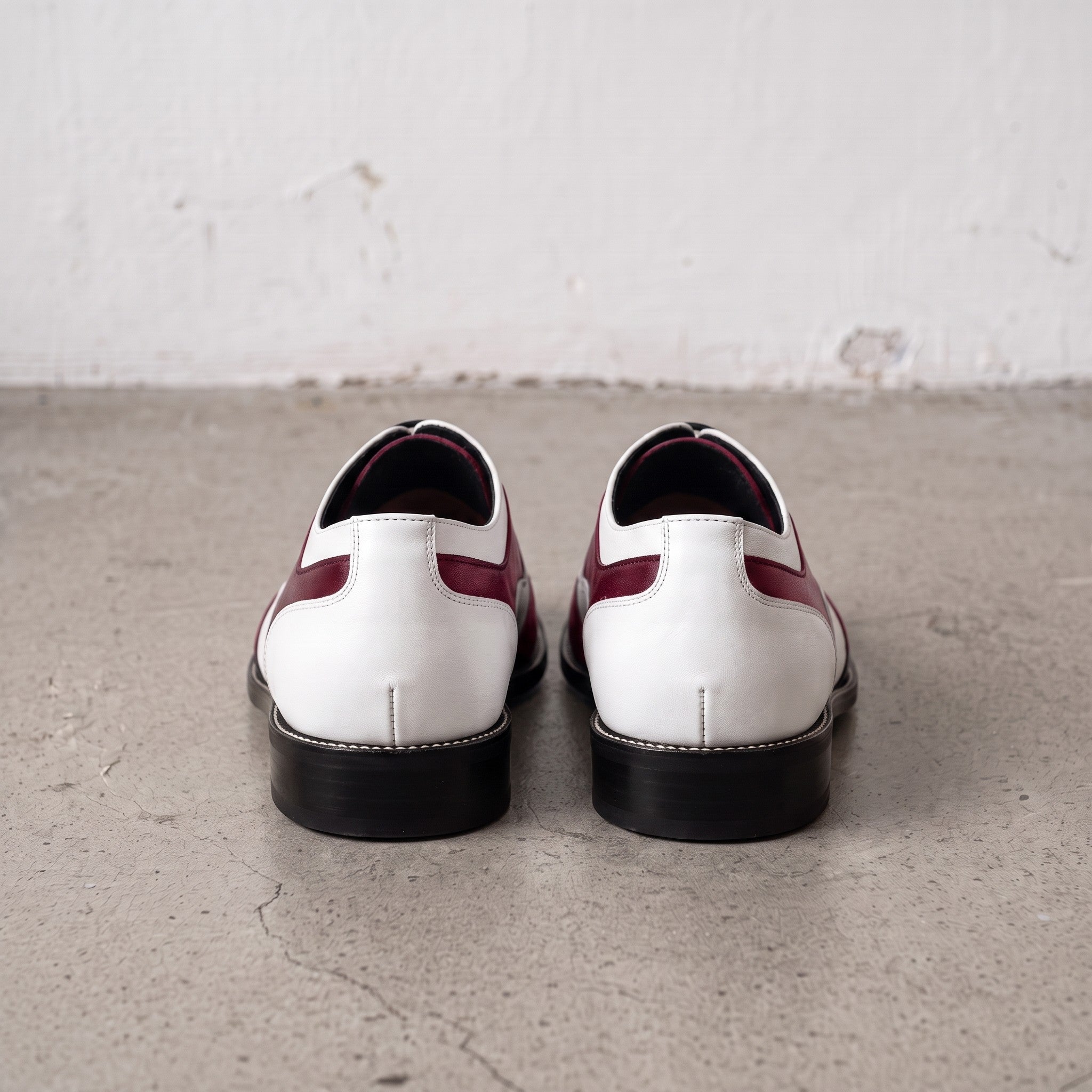 Men's Burgundy and White Wingtip Leather Spectator Oxfords — Calthorpe
