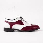 Men's Burgundy and White Wingtip Leather Spectator Oxfords — Calthorpe