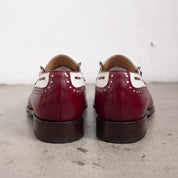 Men's Burgundy and White Wingtip Leather Tassel Loafers — Rowe