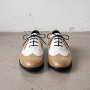 Men's Tan and White Wingtip Leather Spectator Oxfords — Calthorpe