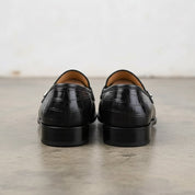 Men's Black and White Two-Tone Alligator-Embossed Leather Penny Loafers — Fenmore
