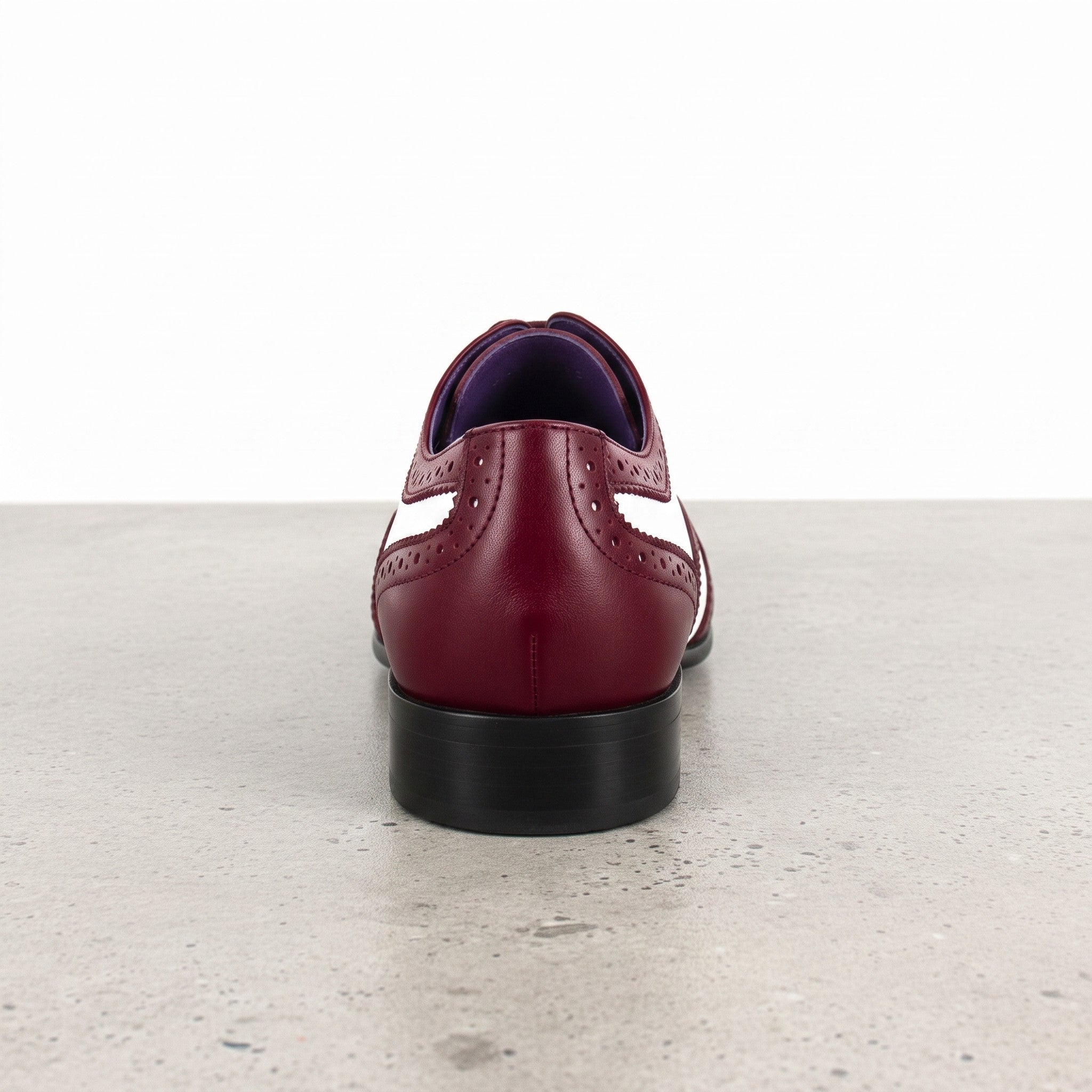 Men's Burgundy and White Wingtip Leather Spectator Oxfords — Bardolph