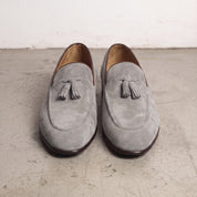 Men's Light Gray Suede Tassel Loafers — Colwell