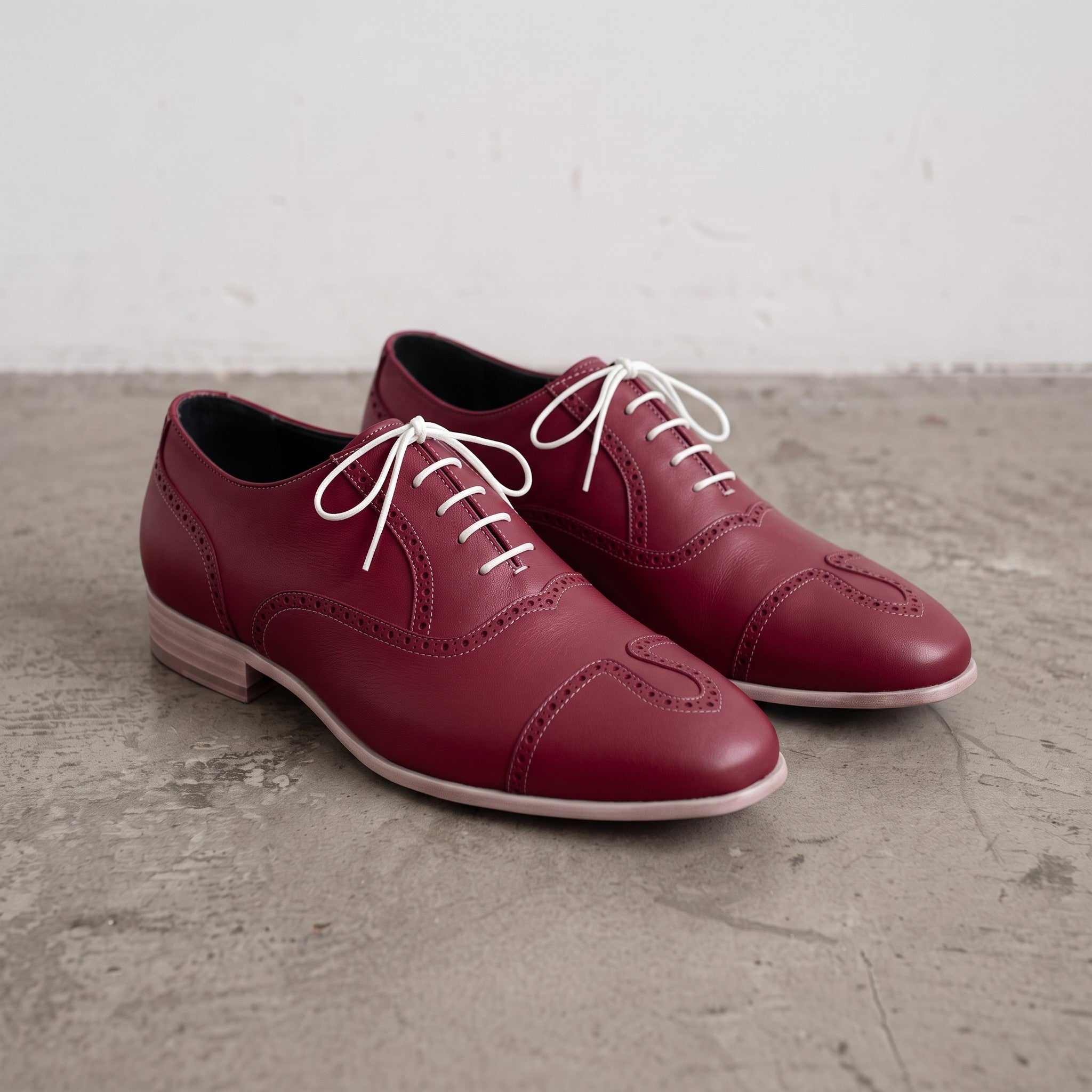 Men's Burgundy Wingtip Leather Oxfords — Herford