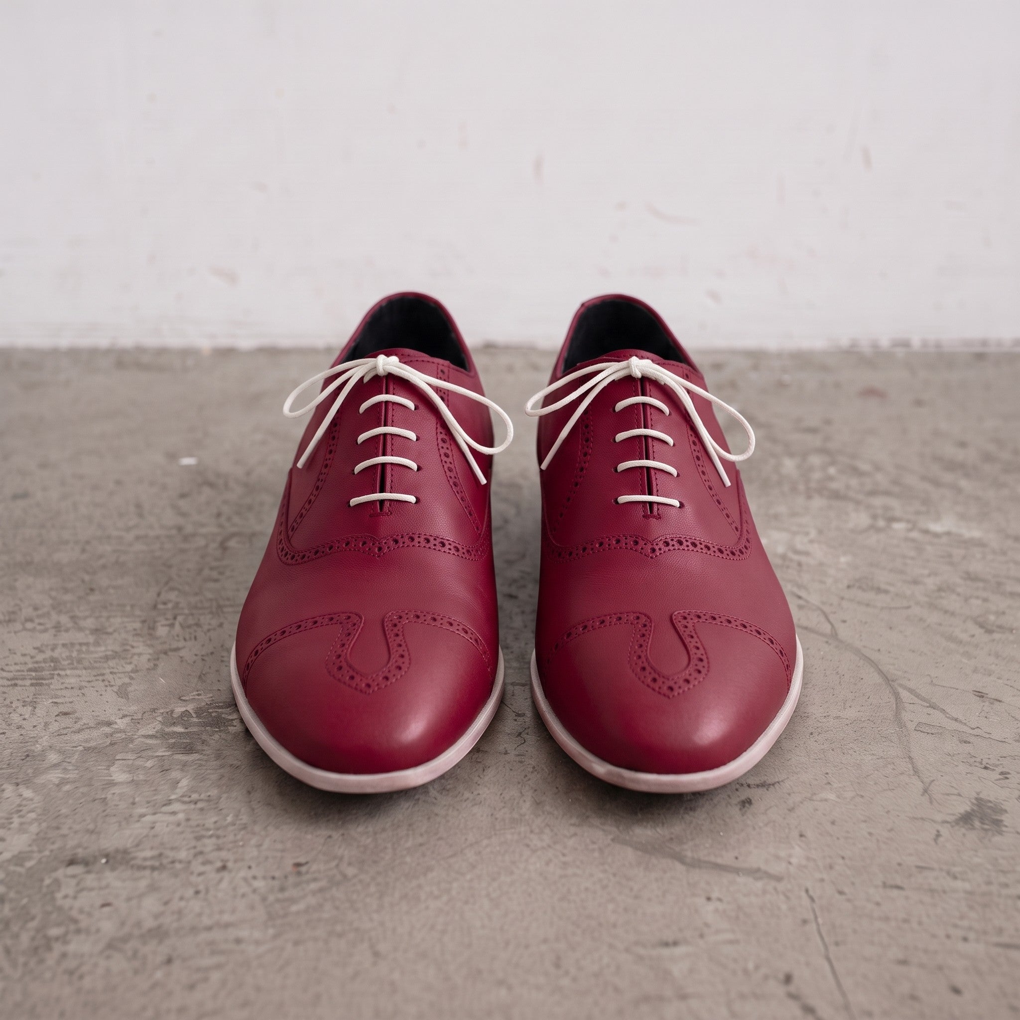 Men's Burgundy Wingtip Leather Oxfords — Herford
