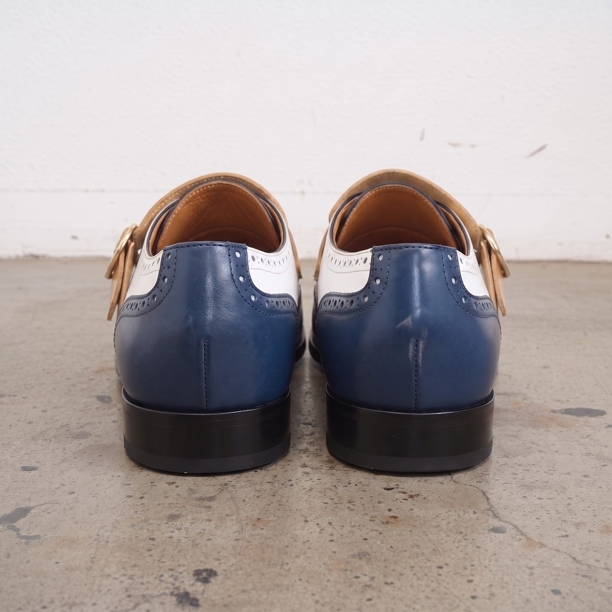 Men's Multicolored Wingtip Leather Kiltie Monk Strap Shoes — Stretton