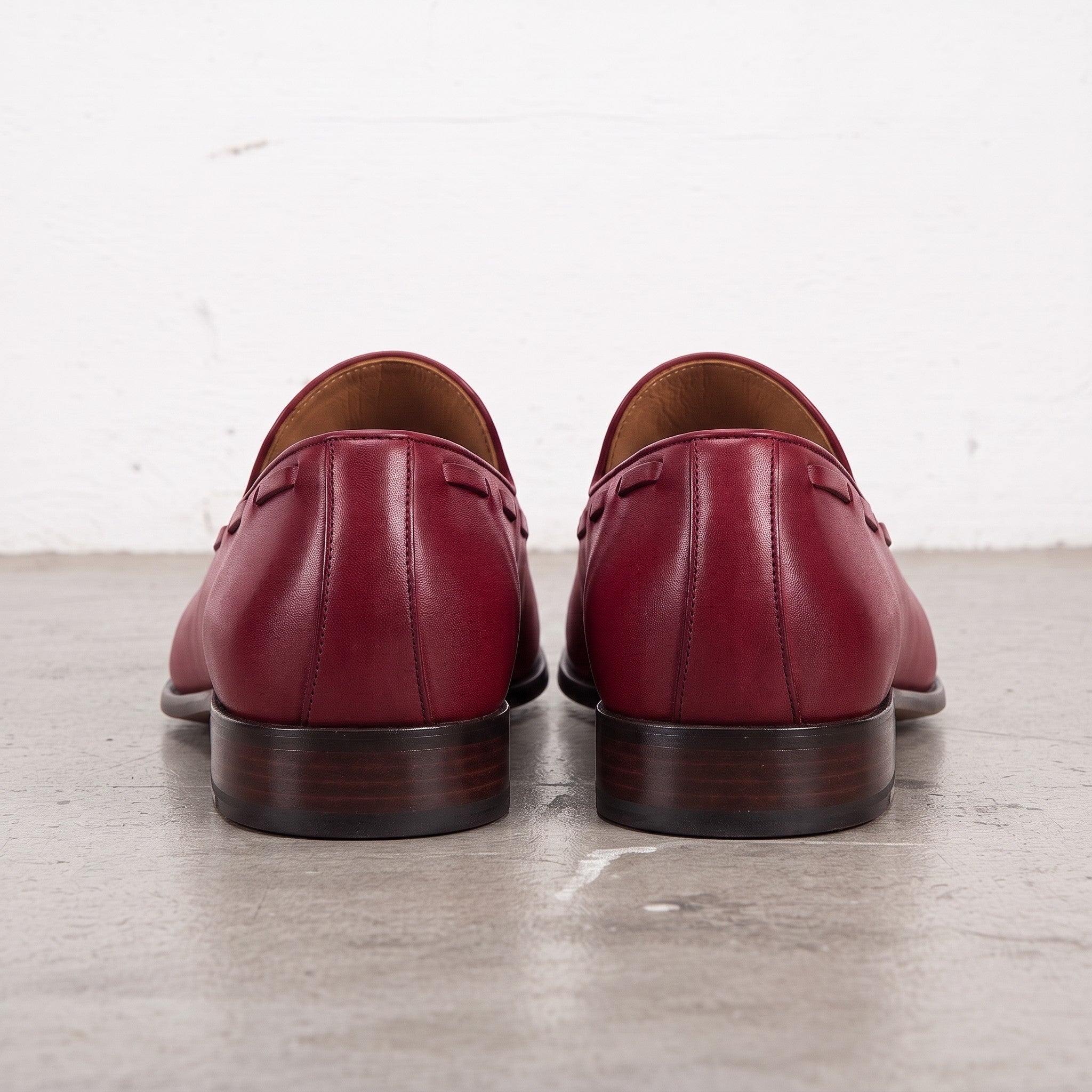 Men's Burgundy Apron-Toe Leather Tassel Loafers — Farncombe