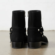 Men's Black Plain-Toe Suede Biker Boots — Anstead