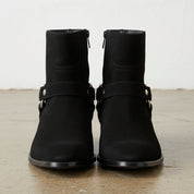 Men's Black Plain-Toe Suede Biker Boots — Anstead