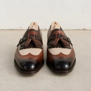 Men's Brown and Beige Fringe Leather Tassel Loafers — Bell