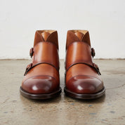 Men's Brown and Tan Cap-Toe Leather Double Monk Strap Chukka Boots — Atherby