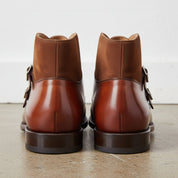Men's Brown and Tan Cap-Toe Leather Double Monk Strap Chukka Boots — Atherby