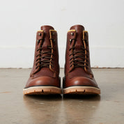 Men's Brown Apron-Toe Pebbled Leather Biker Boots — Hunston