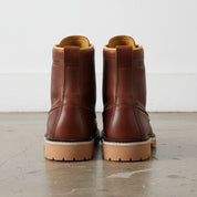 Men's Brown Apron-Toe Pebbled Leather Biker Boots — Hunston
