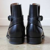 Men's Black Plain-Toe Leather Monk Boots — Barrowden