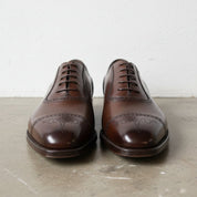 Men's Dark Brown Cap-Toe Leather Brogues — Clemence
