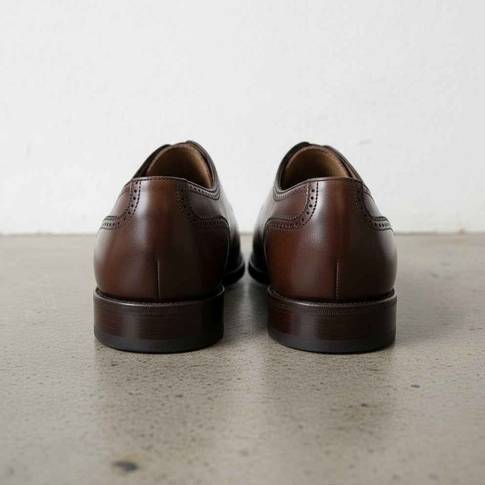 Men's Dark Brown Cap-Toe Leather Brogues — Clemence
