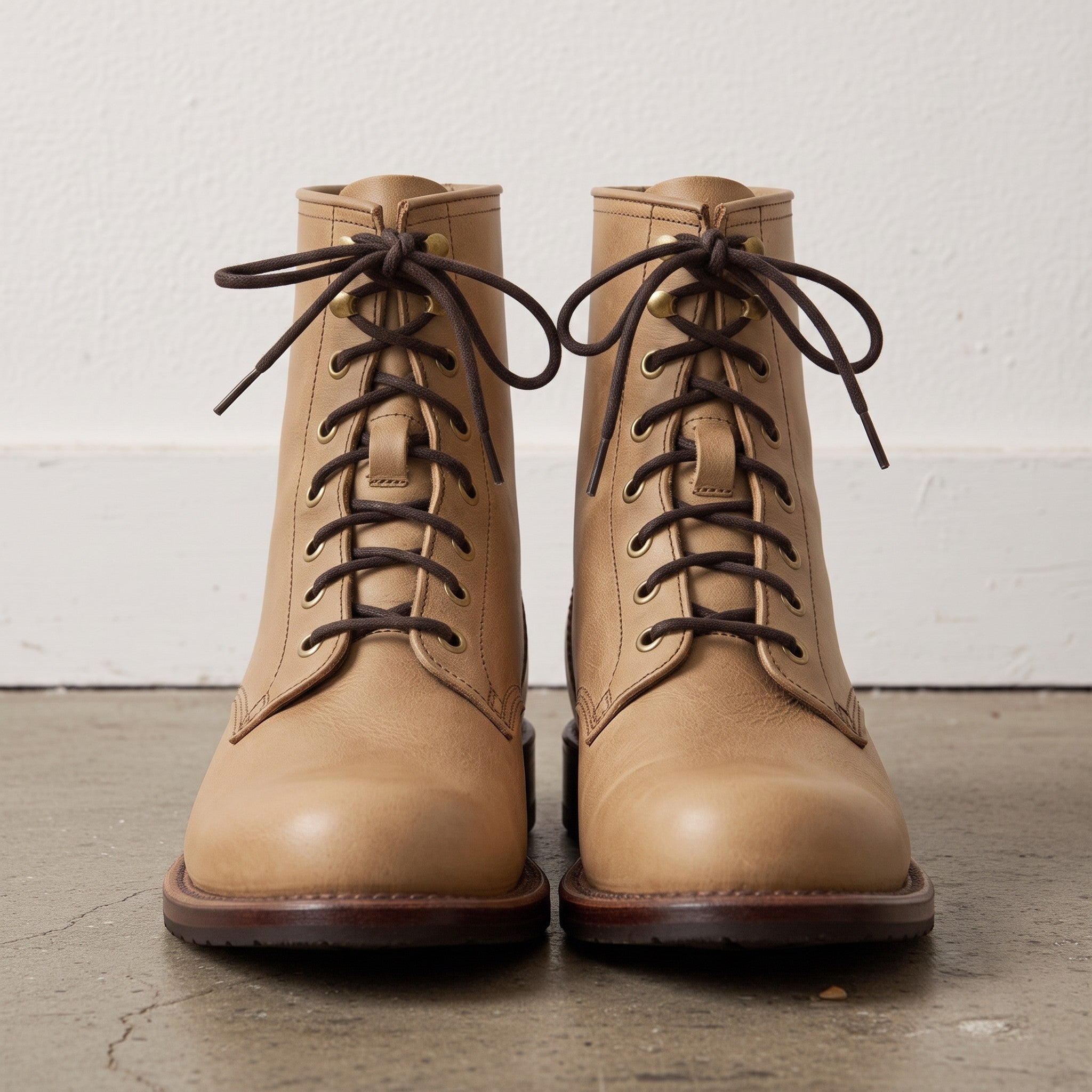 Men's Tan Plain-Toe Leather Service Boots — Huntington