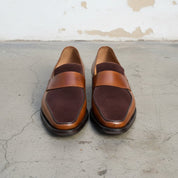 Men's Tan and Dark Brown Two-Tone Leather Penny Loafers — Francis — Francis