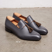 Men's Dark Grey and Brown Brogue Leather Tassel Loafers — Faraday