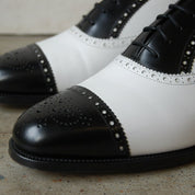 Men's Black and White Cap-Toe Leather Spectator Oxfords — Hodgson