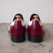 Men's Burgundy and White Cap-Toe Leather Spectator Oxfords — Hodgson