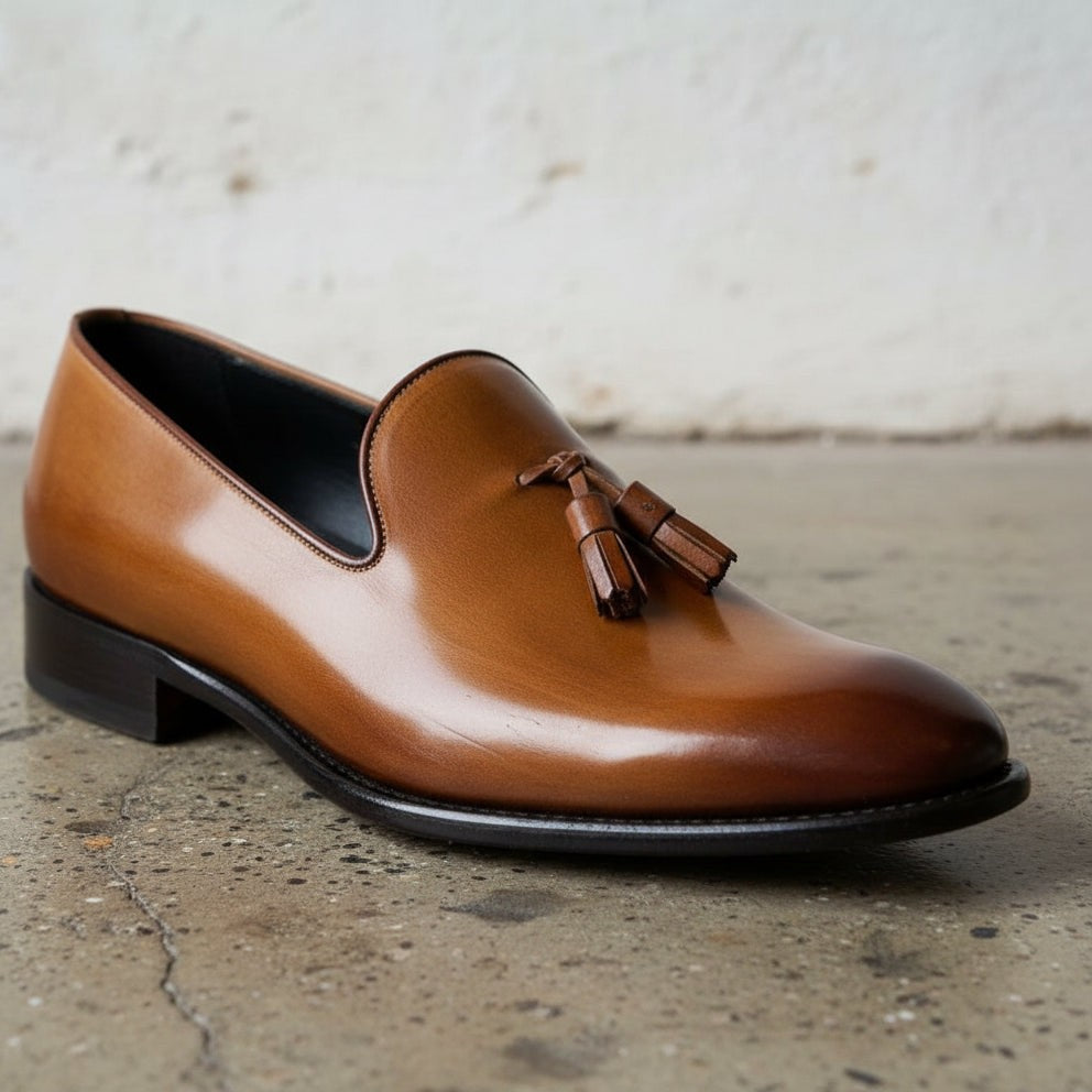 Men's Brown Leather Tassel Loafers — Bowker