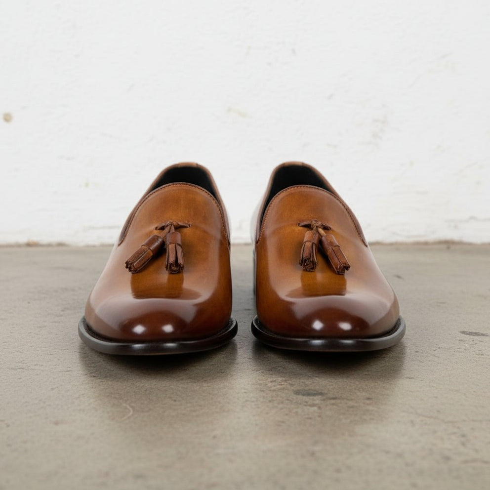 Men's Brown Leather Tassel Loafers — Bowker