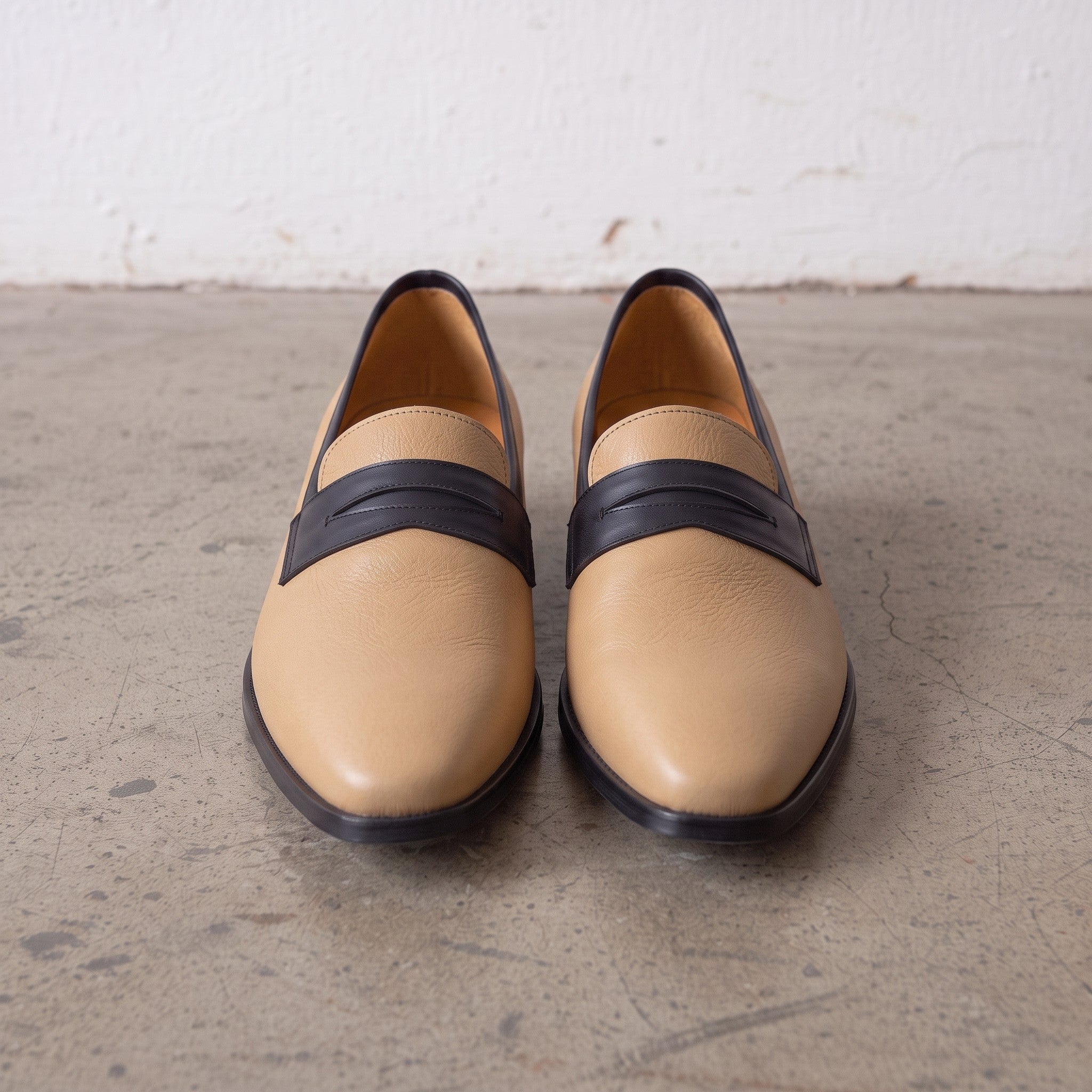 Men's Black and Tan Leather Penny Loafers — Laxton
