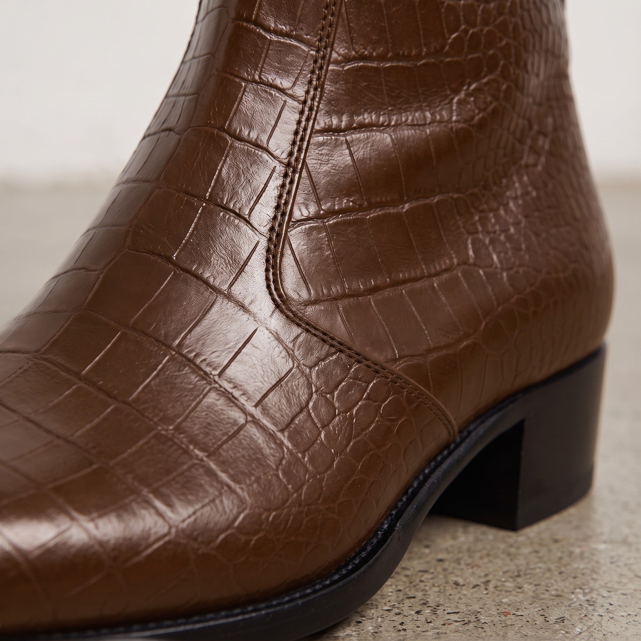 Men's Brown Crocodile-Embossed Leather Ankle Boots — Claydon