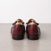 Men's Black and Burgundy Wingtip Leather Tassel Loafers — Badlesmere