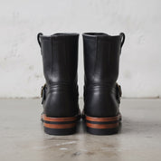 Men's Black Plain-Toe Leather Biker Boots — Bolton