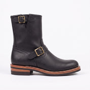 Men's Black Plain-Toe Leather Biker Boots — Bolton