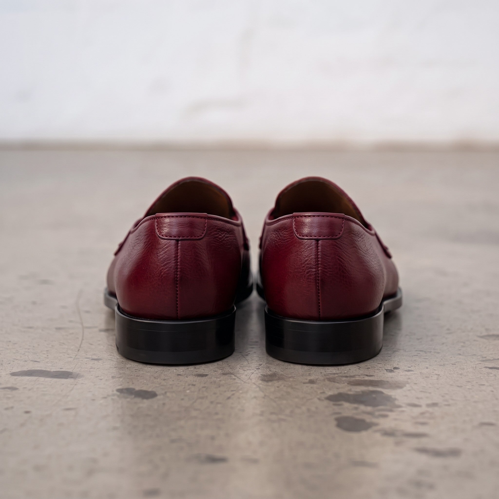 Men's Burgundy Apron-Toe Leather Penny Loafers — Randolph