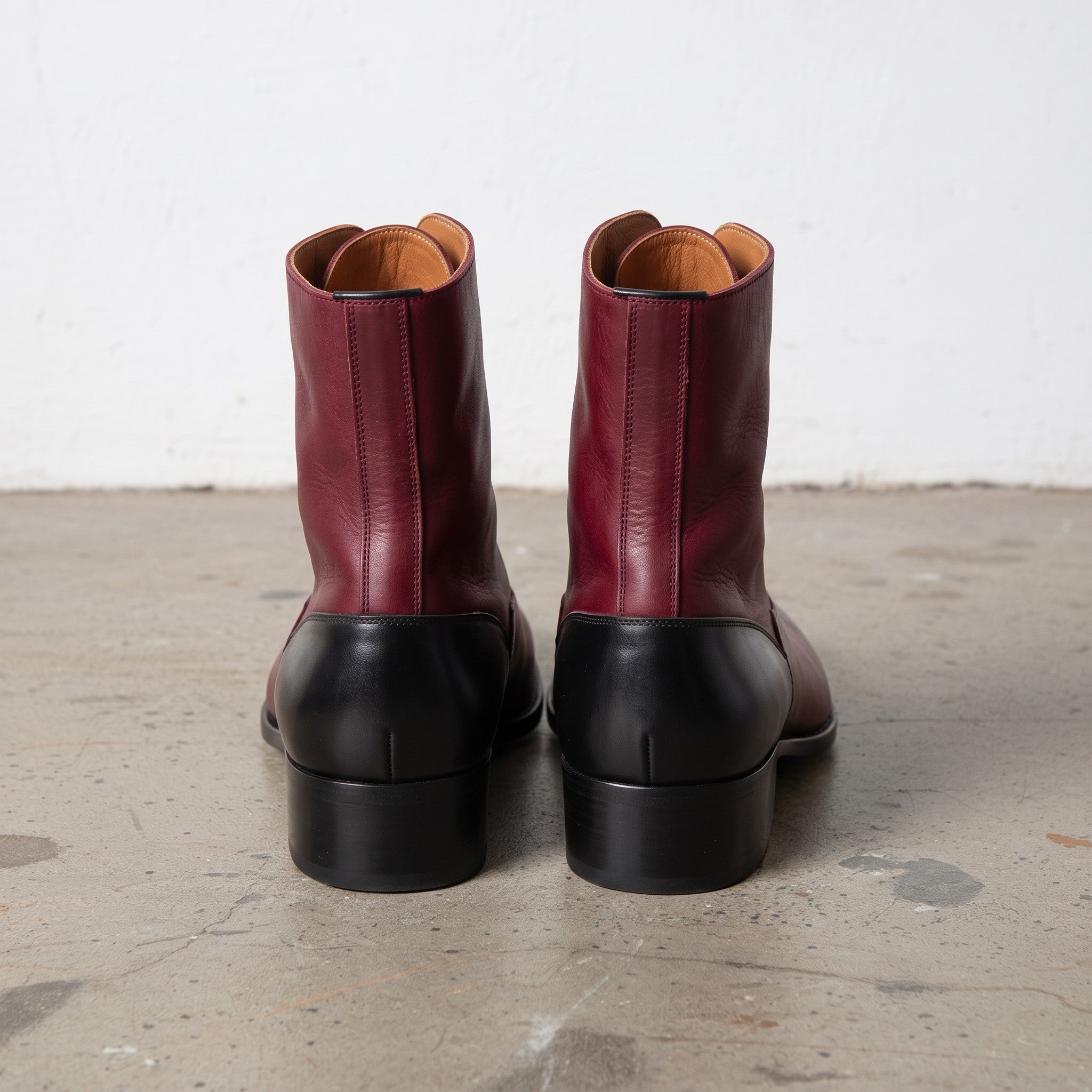 Men's Black and Burgundy Two-Tone Leather Balmoral Boots — Stockport