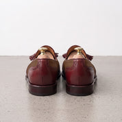Men's Brown and Burgundy Wingtip Leather Tassel Loafers — Badlesmere