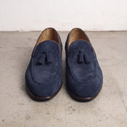 Men's Navy Blue Suede Tassel Loafers — Colwell