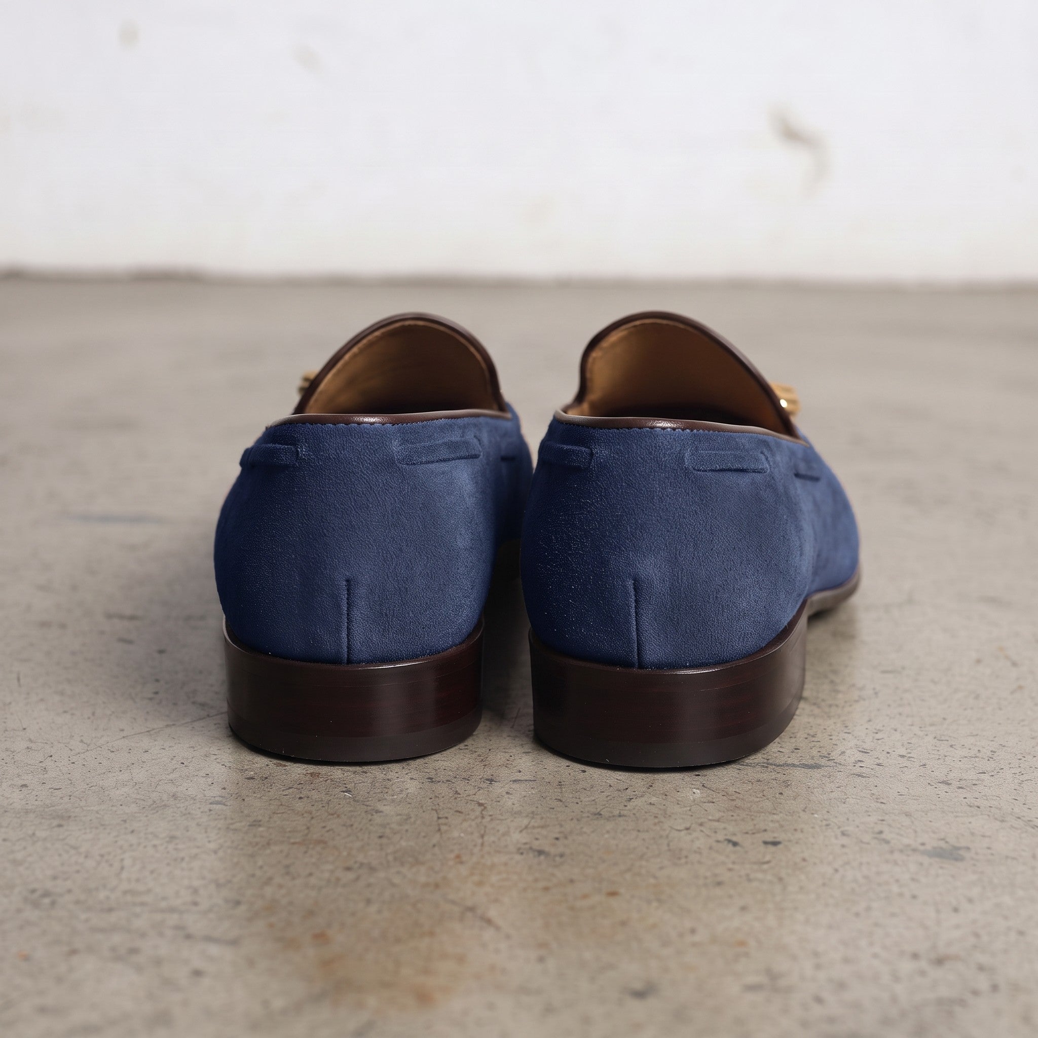 Men's Navy Blue Suede Tassel Loafers — Colwell