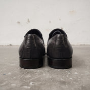 Men's Black Crocodile-Embossed Leather Penny Loafers — Harcourt