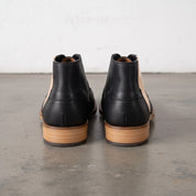 Men's Black and Beige Cap-Toe Leather Derby Boots — Fulton