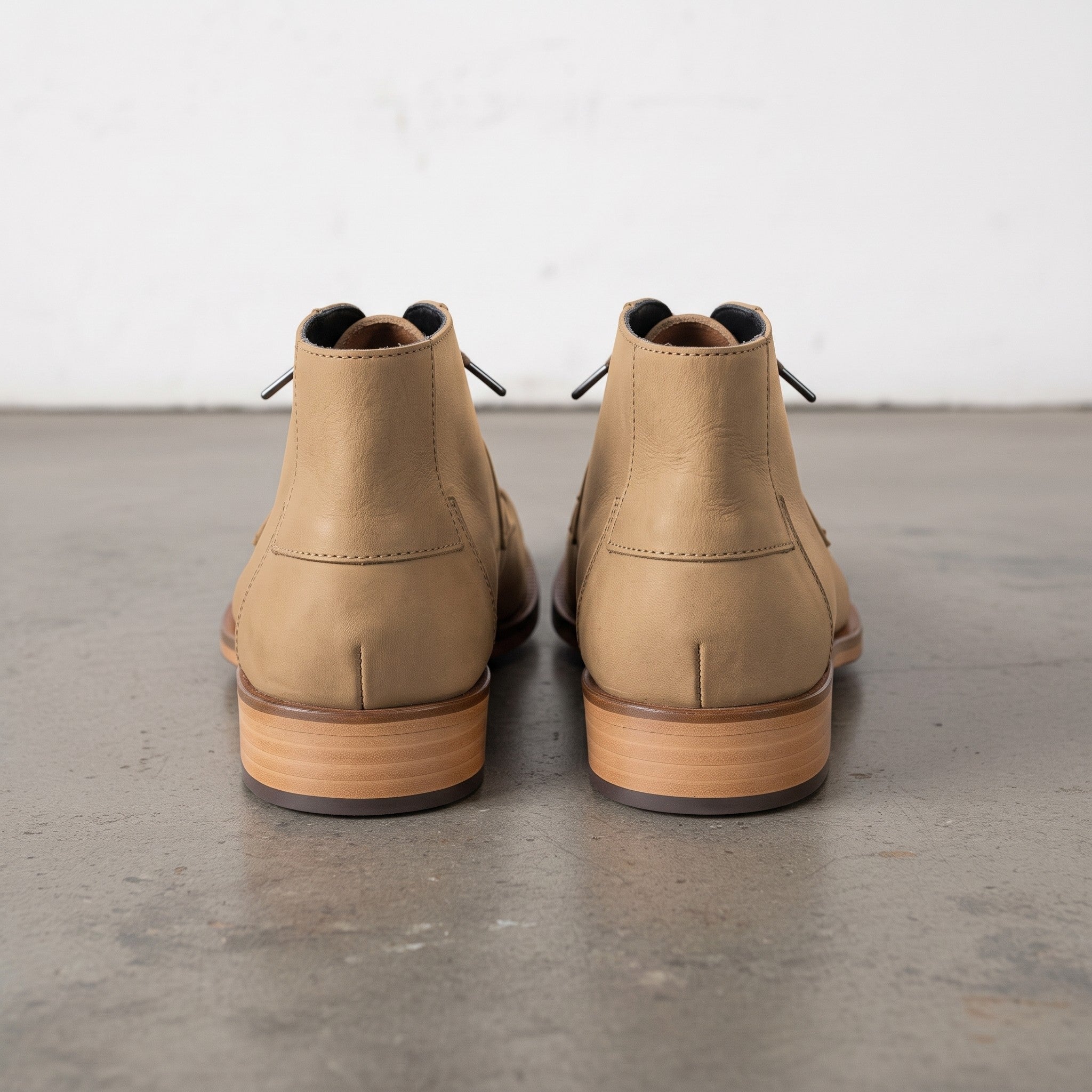 Men's Tan and Beige Cap-Toe Leather Derby Boots — Fulton