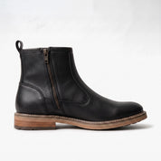 Men's Black Plain-Toe Leather Ankle Boots — Flindell